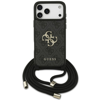 Étui pour Apple iPhone 17 Pro Max, Guess, 4G CBDY Grand Logo avec Bandoulière, Noir