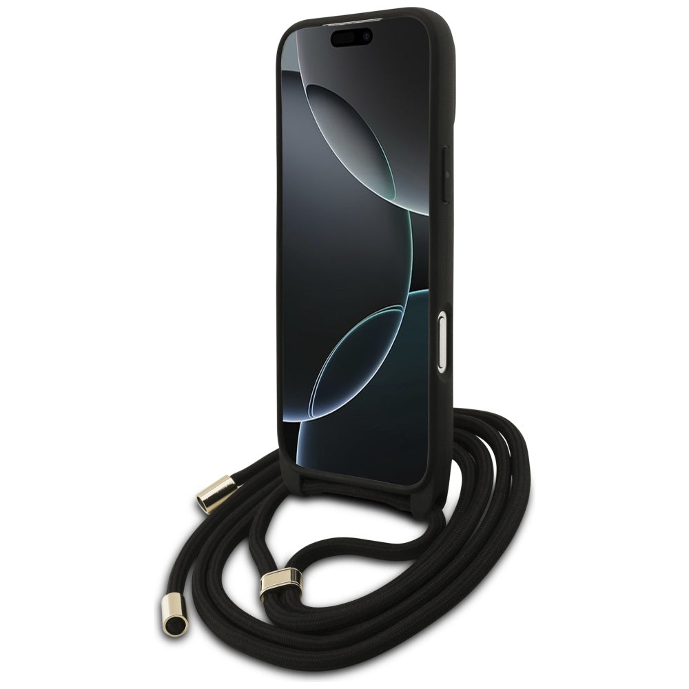 Étui pour Apple iPhone 17 Pro Max, Guess, 4G CBDY Grand Logo avec Bandoulière, Noir