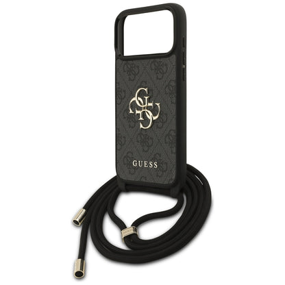 Étui pour Apple iPhone 17 Pro Max, Guess, 4G CBDY Grand Logo avec Bandoulière, Noir