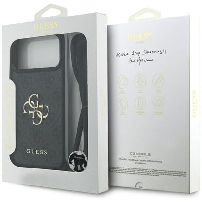 Étui pour Apple iPhone 17 Pro Max, Guess, 4G CBDY Grand Logo avec Bandoulière, Noir