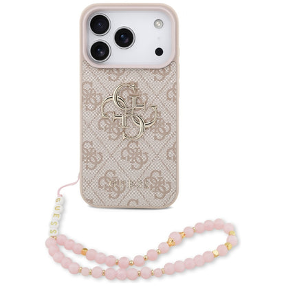 Étui pour Apple iPhone 17 Pro Max, Guess, 4G Classic Logo avec Sangle, Rose