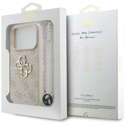 Étui pour Apple iPhone 17 Pro Max, Guess, 4G Classic Logo avec Sangle, Rose