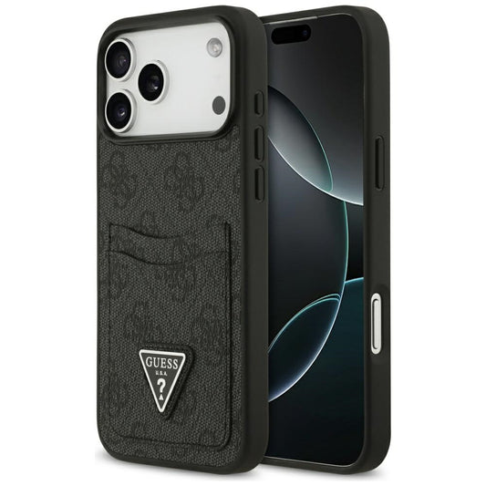 Housse pour Apple iPhone 17 Pro Max, Guess, 4G Double Card Triangle, Noire