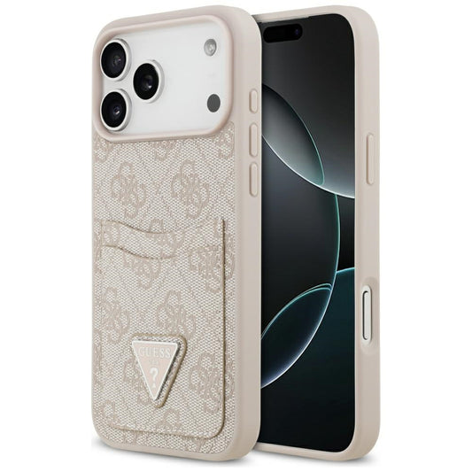 Étui pour Apple iPhone 17 Pro Max, Guess, 4G Double Card Triangle, Rose.