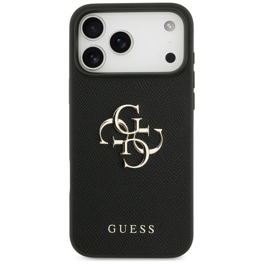 Étui pour Apple iPhone 17 Pro Max, Guess, 4G Grained Big and Classic Logo, Noir