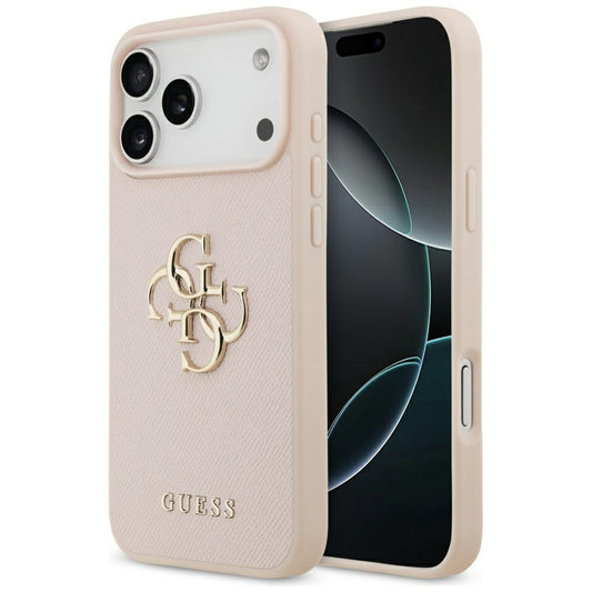 Étui pour Apple iPhone 17 Pro Max, Guess, 4G Grained Big and Classic Logo, Rose.