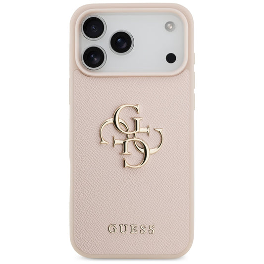 Étui pour Apple iPhone 17 Pro Max, Guess, 4G Grained Big and Classic Logo, Rose.