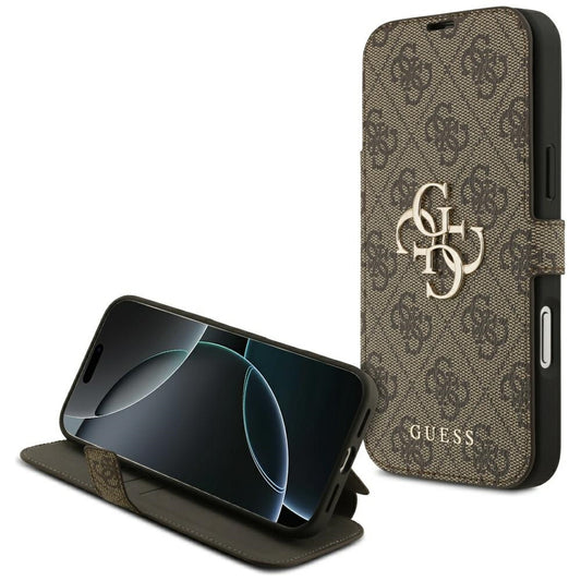Étui pour Apple iPhone 17 Pro Max, Guess, Logo Métal 4G, Marron