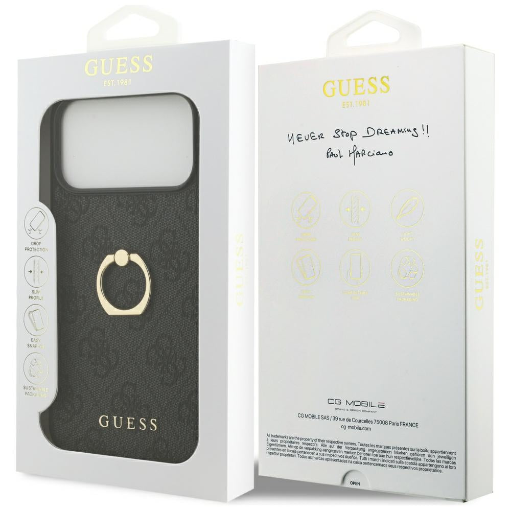 Étui pour Apple iPhone 17 Pro Max, Guess, 4G Ring Stand, Noir
