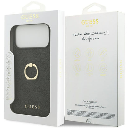 Étui pour Apple iPhone 17 Pro Max, Guess, 4G Ring Stand, Noir
