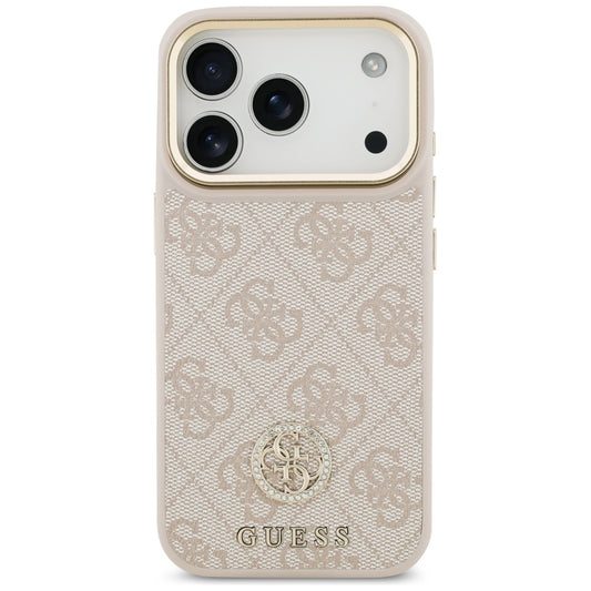 Étui pour Apple iPhone 17 Pro Max, Guess, 4G Strass Logo et Big Strap, Rose