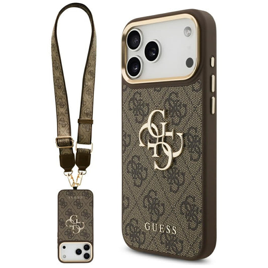 Étui pour Apple iPhone 17 Pro Max, Guess, Big 4G Classic Logo avec grande sangle, Marron