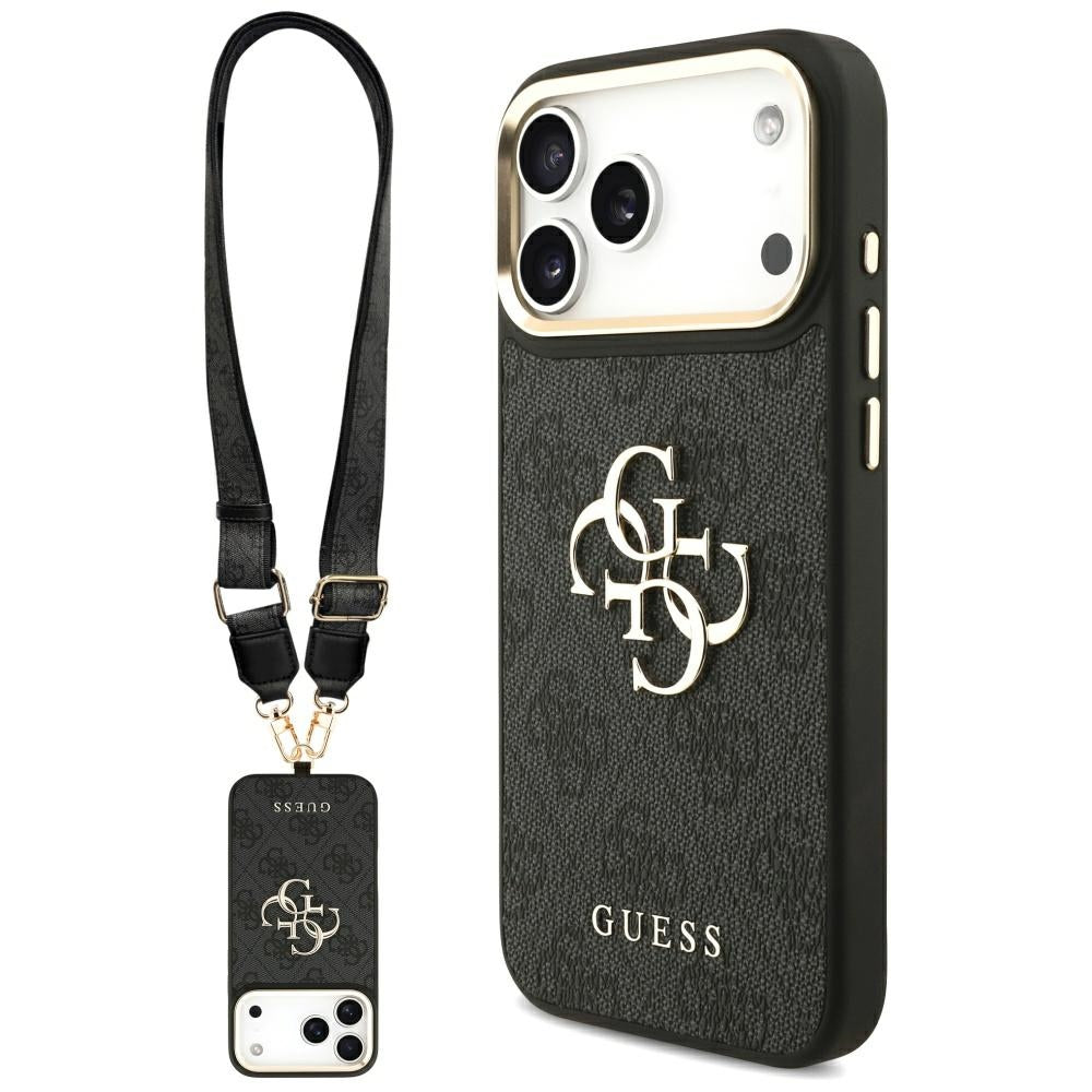 Étui pour Apple iPhone 17 Pro Max, Guess, Big 4G Classic Logo avec grande bandoulière, Noir