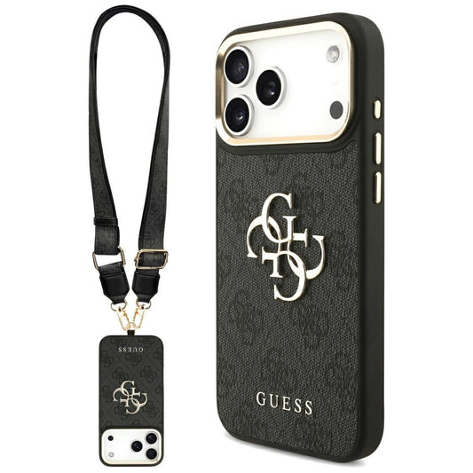Étui pour Apple iPhone 17 Pro Max, Guess, Big 4G Classic Logo avec grande bandoulière, Noir