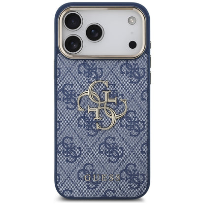 Housse pour Apple iPhone 17 Pro Max, Guess, Big 4G Logo Classic, Bleu Doré.
