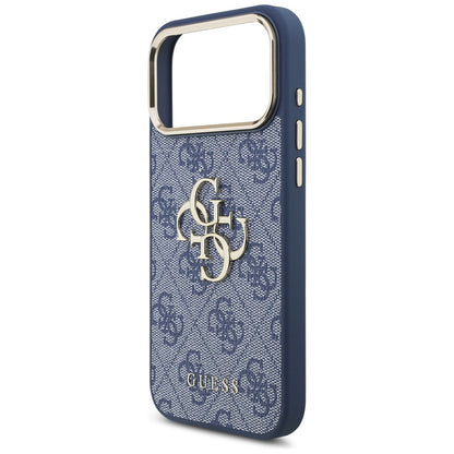 Housse pour Apple iPhone 17 Pro Max, Guess, Big 4G Logo Classic, Bleu Doré.