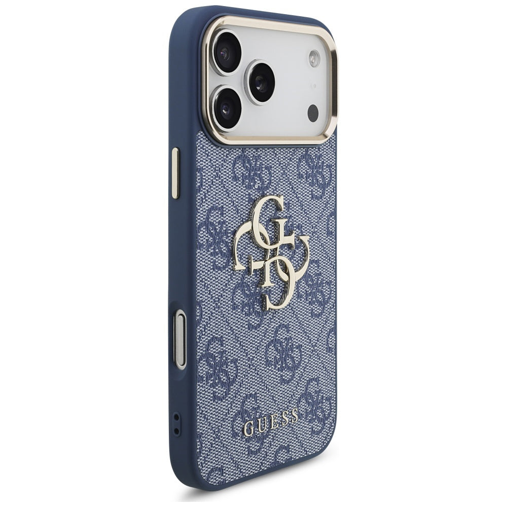 Housse pour Apple iPhone 17 Pro Max, Guess, Big 4G Logo Classic, Bleu Doré.