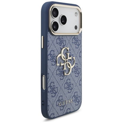 Housse pour Apple iPhone 17 Pro Max, Guess, Big 4G Logo Classic, Bleu Doré.