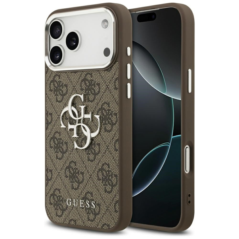 Étui pour Apple iPhone 17 Pro Max, Guess, Big 4G Logo Classic, Marron Argenté