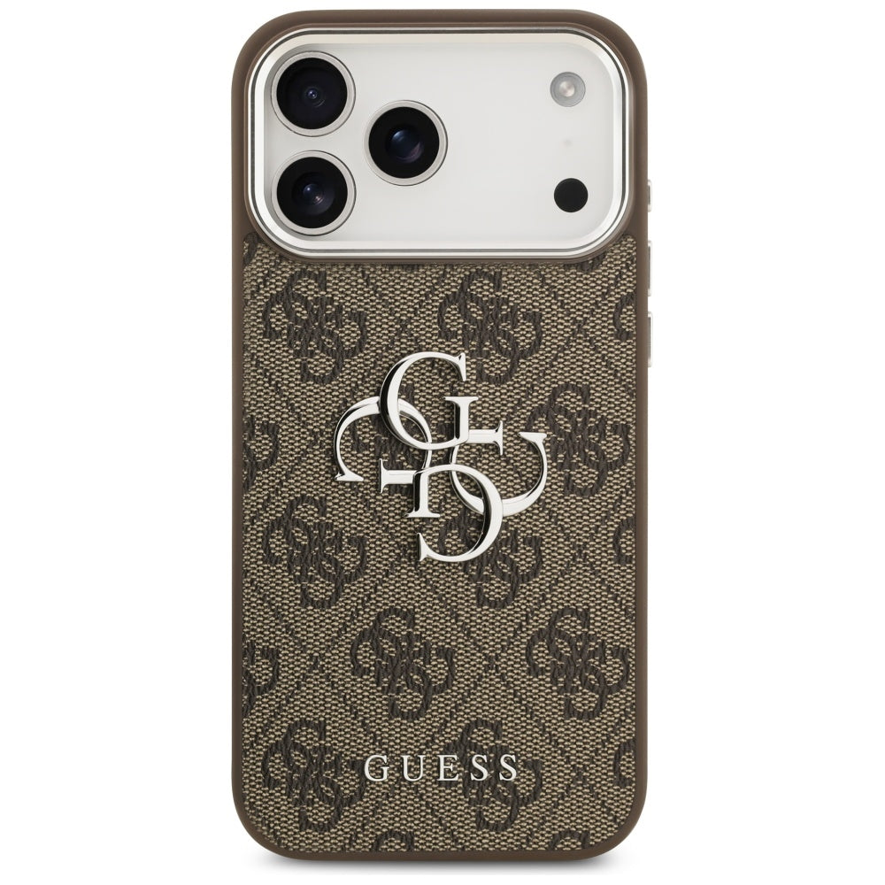 Étui pour Apple iPhone 17 Pro Max, Guess, Big 4G Logo Classic, Marron Argenté