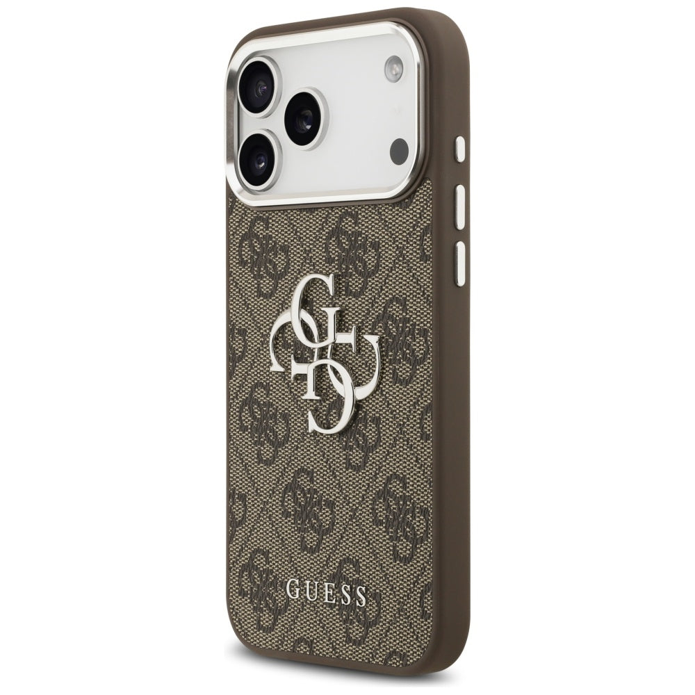 Étui pour Apple iPhone 17 Pro Max, Guess, Big 4G Logo Classic, Marron Argenté