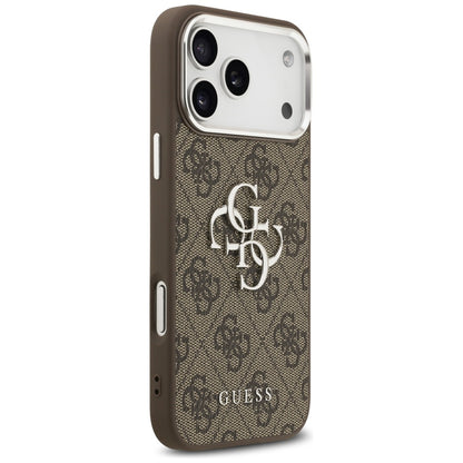 Étui pour Apple iPhone 17 Pro Max, Guess, Big 4G Logo Classic, Marron Argenté