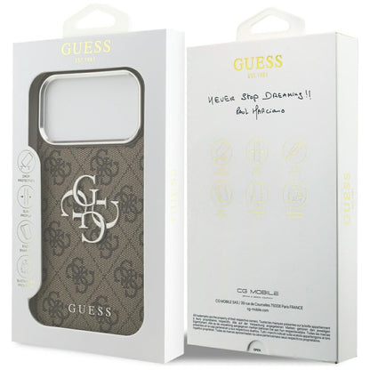 Étui pour Apple iPhone 17 Pro Max, Guess, Big 4G Logo Classic, Marron Argenté