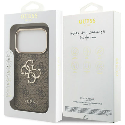 Étui pour Apple iPhone 17 Pro Max, Guess, Big 4G Logo Classic, Marron Doré.