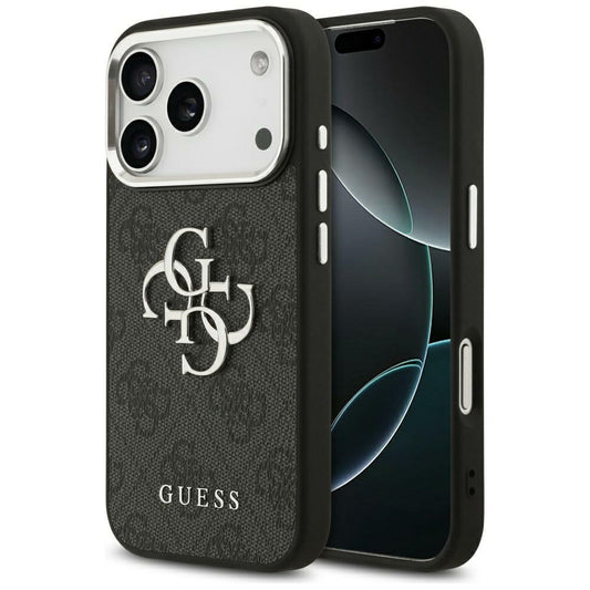 Housse pour Apple iPhone 17 Pro Max, Guess, Big 4G Logo Classic, Noire Argentée