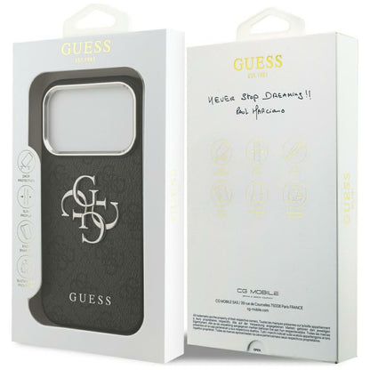 Housse pour Apple iPhone 17 Pro Max, Guess, Big 4G Logo Classic, Noire Argentée