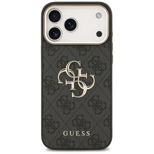 Étui pour Apple iPhone 17 Pro Max, Guess, Big 4G Logo Classic, Noir Doré.