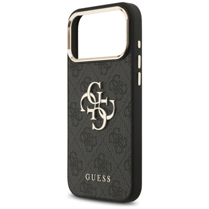 Étui pour Apple iPhone 17 Pro Max, Guess, Big 4G Logo Classic, Noir Doré.