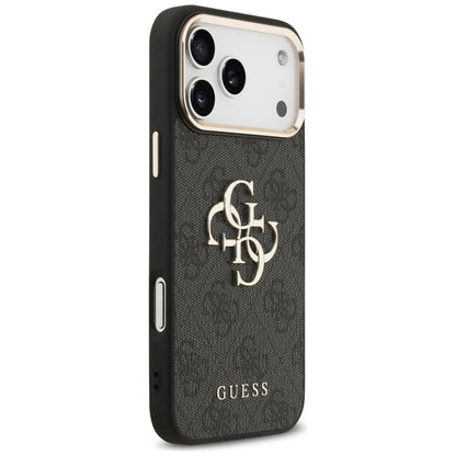 Étui pour Apple iPhone 17 Pro Max, Guess, Big 4G Logo Classic, Noir Doré.