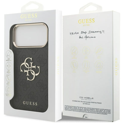 Étui pour Apple iPhone 17 Pro Max, Guess, Big 4G Logo Classic, Noir Doré.