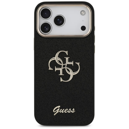 Étui pour Apple iPhone 17 Pro Max, Guess, Fixed Glitter Big 4G Metal Frame, Noir
