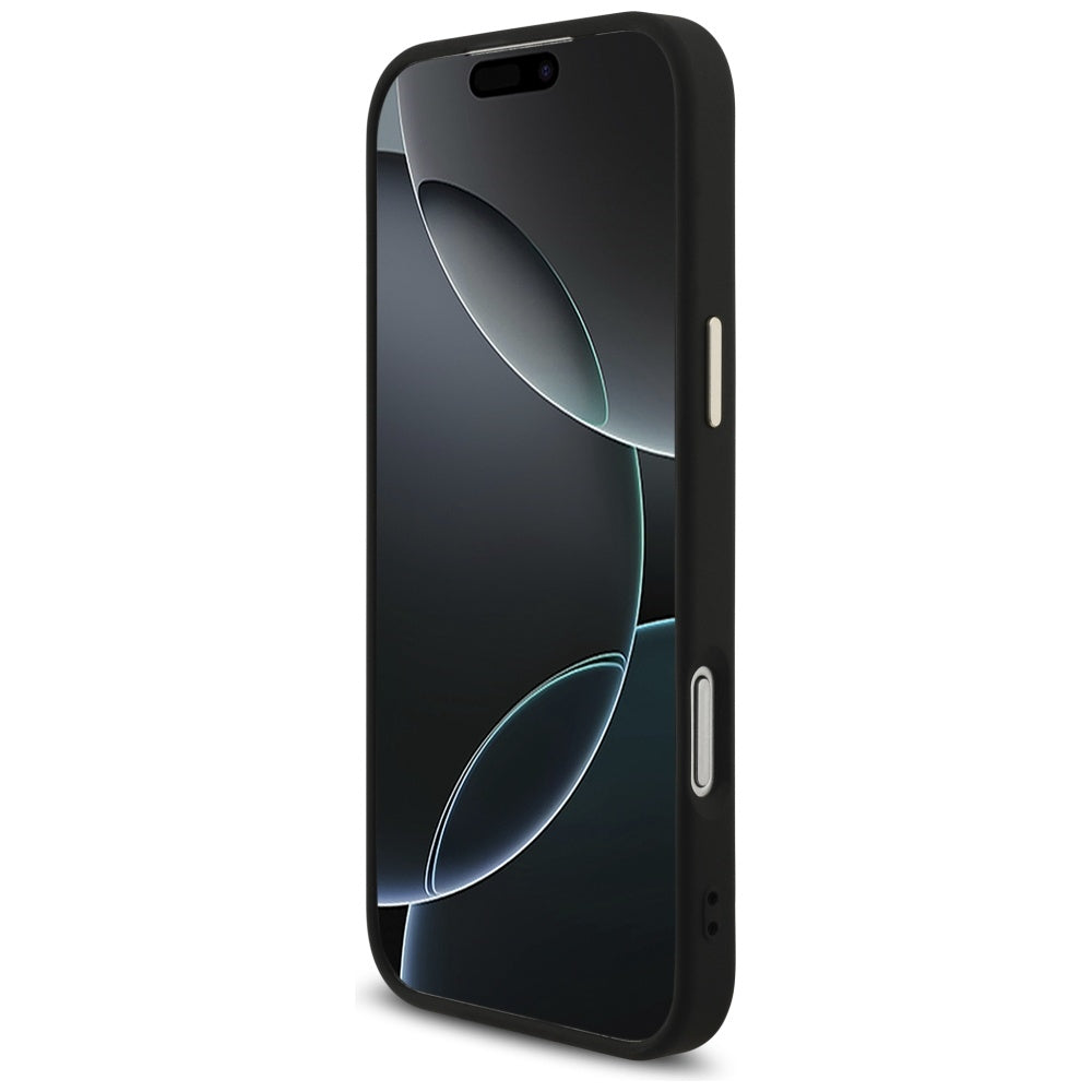 Étui pour Apple iPhone 17 Pro Max, Guess, Fixed Glitter Big 4G Metal Frame, Noir