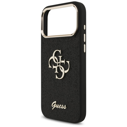 Étui pour Apple iPhone 17 Pro Max, Guess, Fixed Glitter Big 4G Metal Frame, Noir