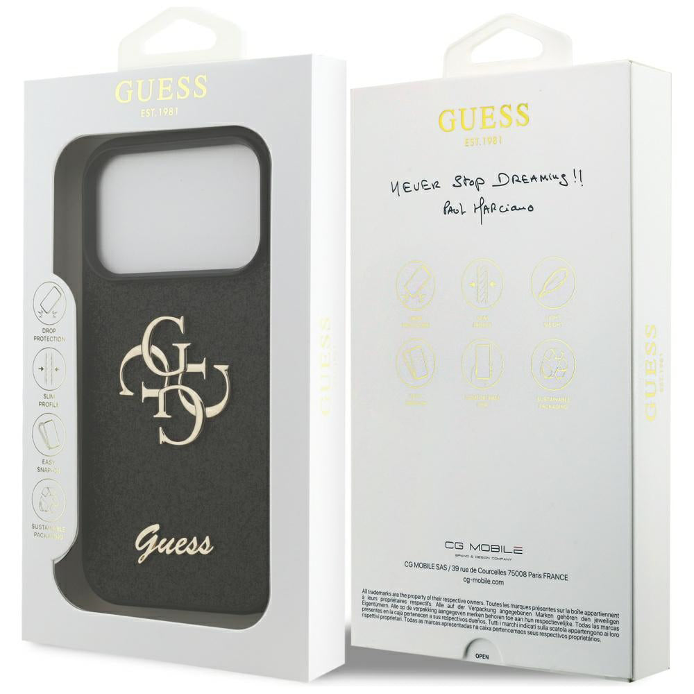 Étui pour Apple iPhone 17 Pro Max, Guess, Fixed Glitter Big 4G, Noir