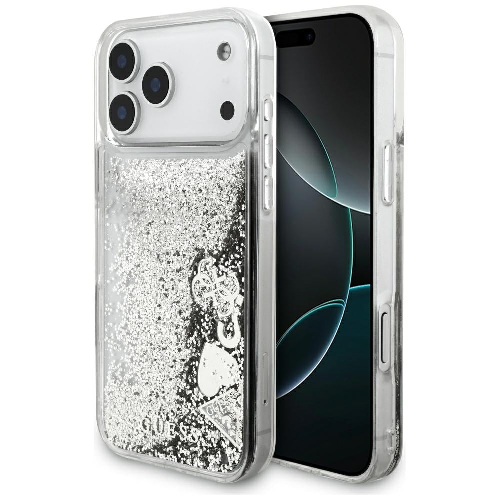 Étui pour Apple iPhone 17 Pro Max, Guess, Liquid Glitter Charms, Argenté