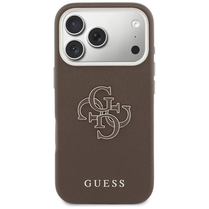 Étui pour Apple iPhone 17 Pro Max, Guess, Logo en Résine, Marron