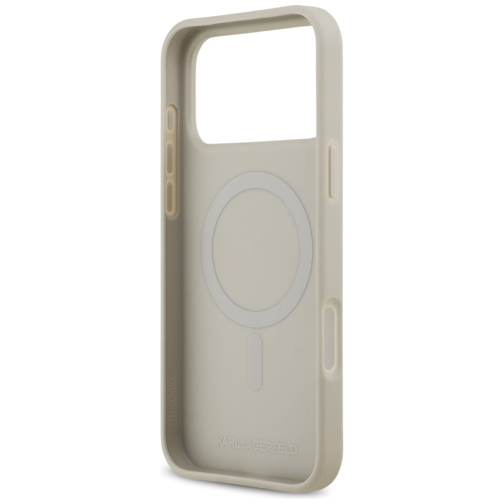 Étui pour Apple iPhone 17 Pro Max, Karl Lagerfeld, Logo Motif Grainé, Gris
