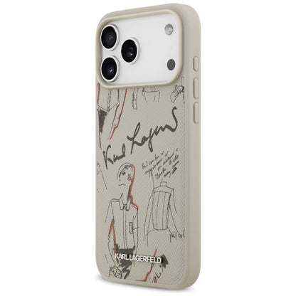 Étui pour Apple iPhone 17 Pro Max, Karl Lagerfeld, Logo Motif Grainé, Gris