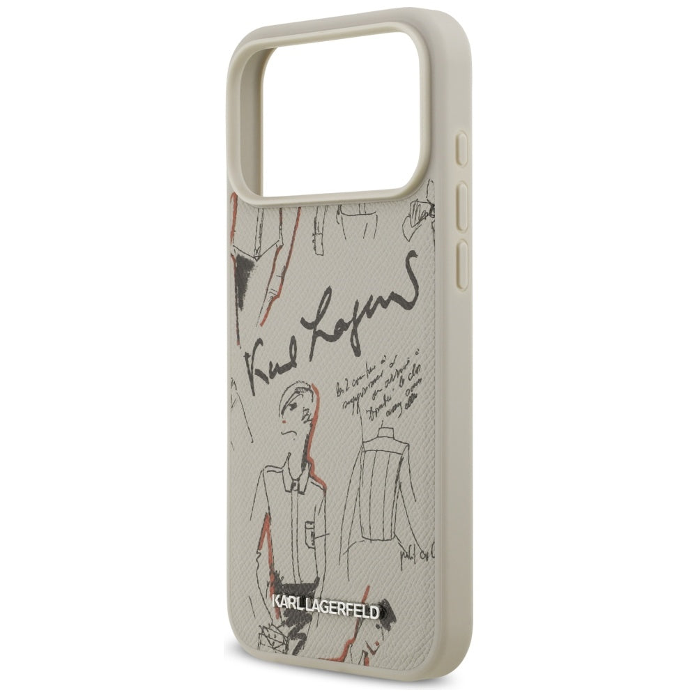 Étui pour Apple iPhone 17 Pro Max, Karl Lagerfeld, Logo Motif Grainé, Gris