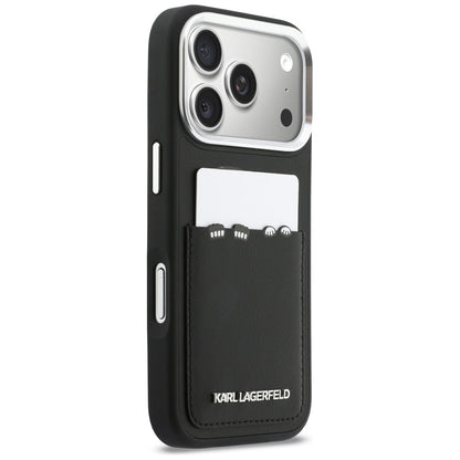 Étui pour Apple iPhone 17 Pro Max, Karl Lagerfeld, Impression Karl & Choupette avec Poche, Noir