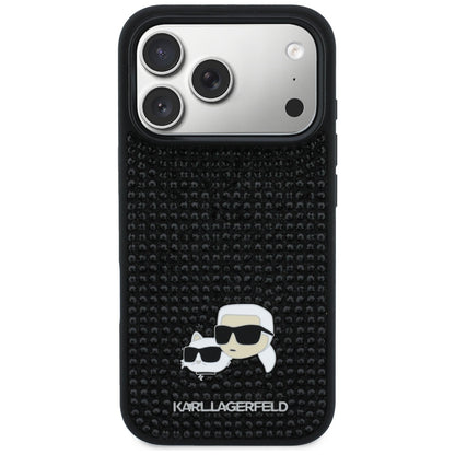 Étui pour Apple iPhone 17 Pro Max, Karl Lagerfeld, Rhinestone Karl & Choupette Pins, Noir