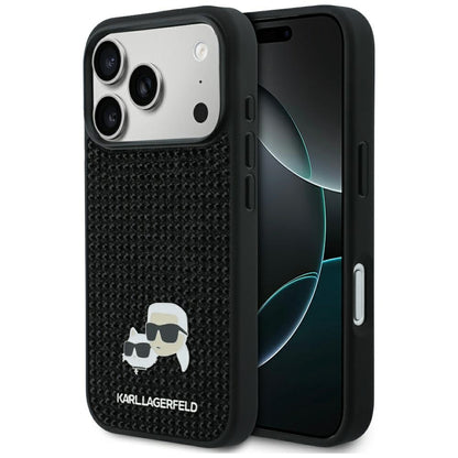 Étui pour Apple iPhone 17 Pro Max, Karl Lagerfeld, Rhinestone Karl & Choupette Pins, Noir