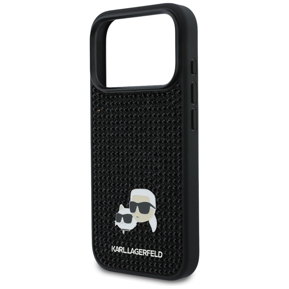 Étui pour Apple iPhone 17 Pro Max, Karl Lagerfeld, Rhinestone Karl & Choupette Pins, Noir