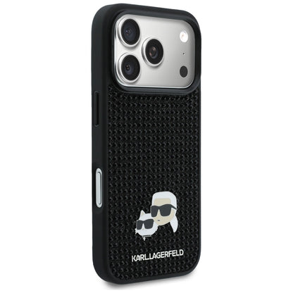 Étui pour Apple iPhone 17 Pro Max, Karl Lagerfeld, Rhinestone Karl & Choupette Pins, Noir