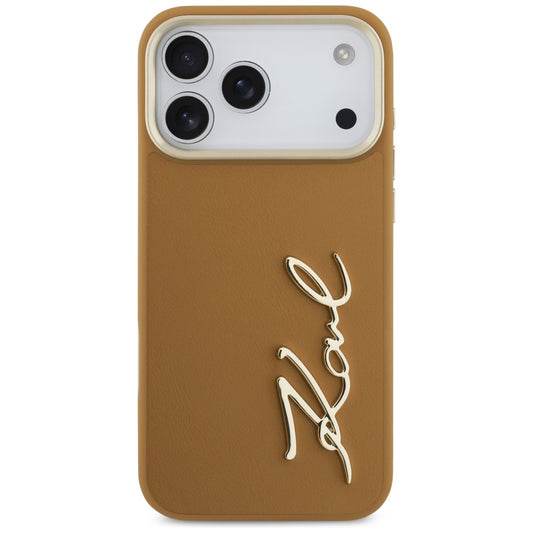 Étui pour Apple iPhone 17 Pro Max, Karl Lagerfeld, Script Logo, Marron