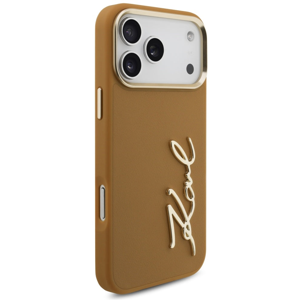 Étui pour Apple iPhone 17 Pro Max, Karl Lagerfeld, Script Logo, Marron